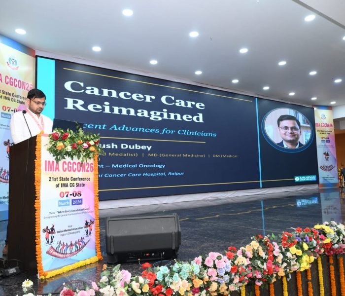 Dr. Ayush Dubey delivering an insightful presentation on "Cancer Care Reimagined: Recent Advances for Clinicians" at IMACGCON 2026, sharing the latest developments in Medical Oncology and evidence-based cancer care.